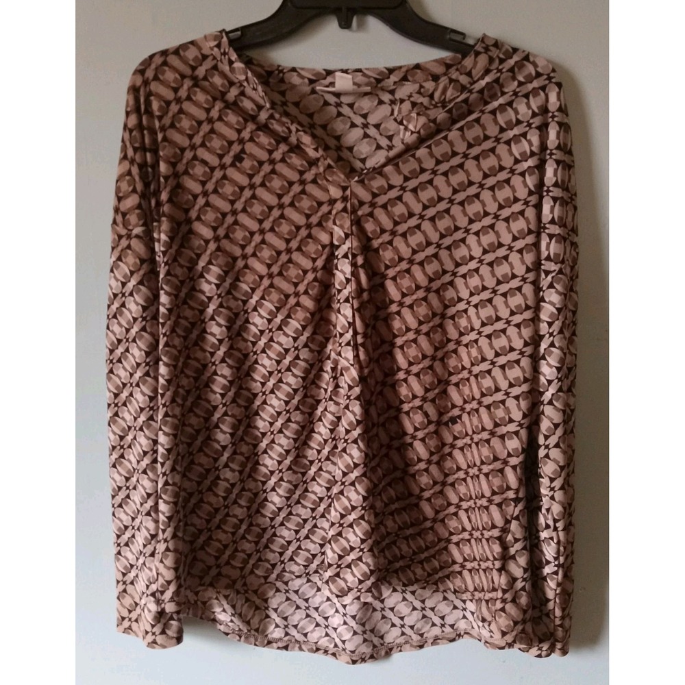 Dana Buchman Women Long Sleeve Henley Neck High Tunic Top‎ L